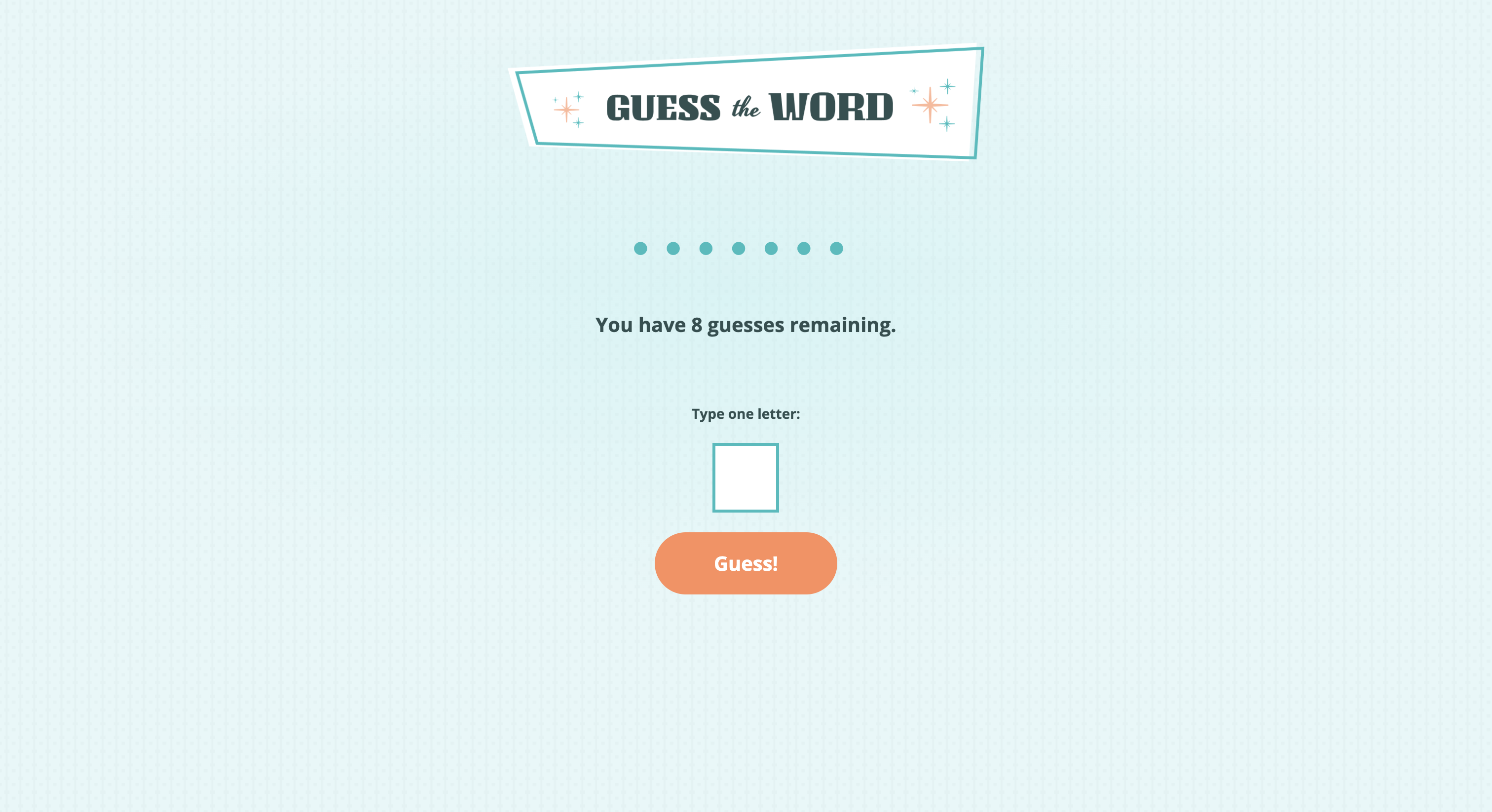 Screenshot of my Guess the Word site.